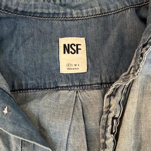 NSF Women’s Blue Button Down Size P - Picture 2 of 3